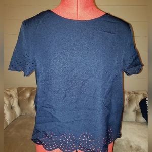 Lace cut out scallop top